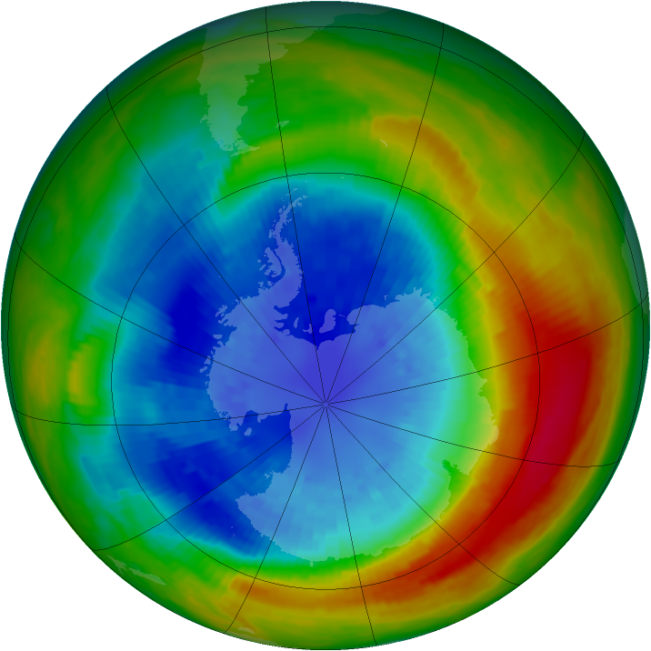Antarctic ozone map for 12 September 1988